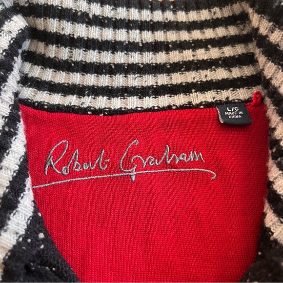 Robert Graham Quarter Zip Black with White Speckles 100% Wool Sweater Size Large - Picture 2 of 8